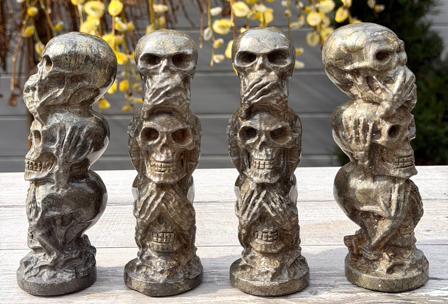 4 PCs 6” Natural Pyrite Skulls Crystal Healing Energy