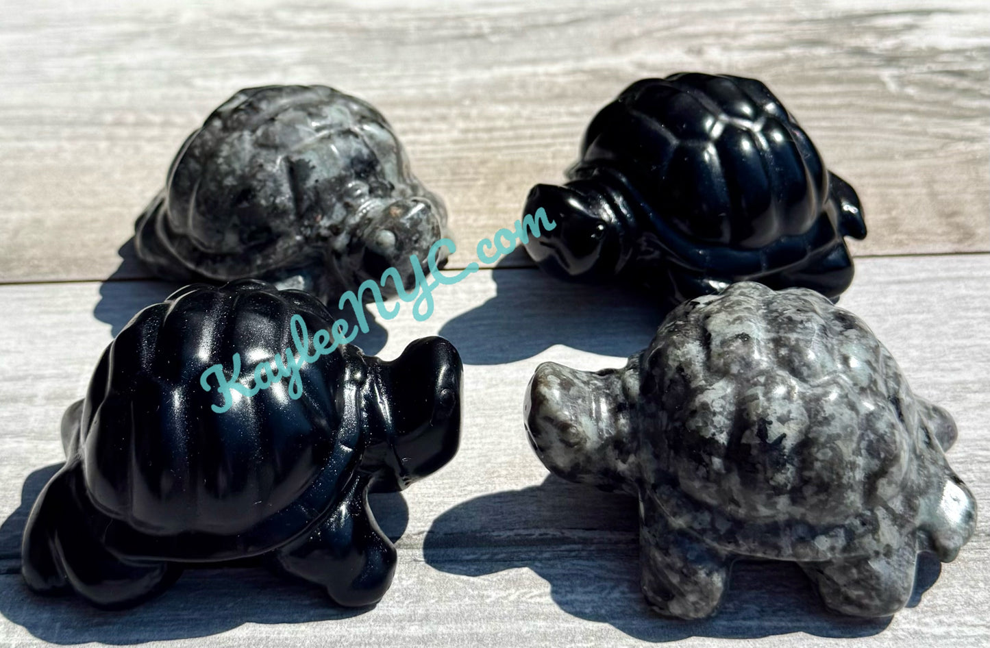 Wholesale Lot 4 pcs 8.5cm Natural Black Obsidian Yooperlite aka Emberlite Turtles Crystals Healing Energy