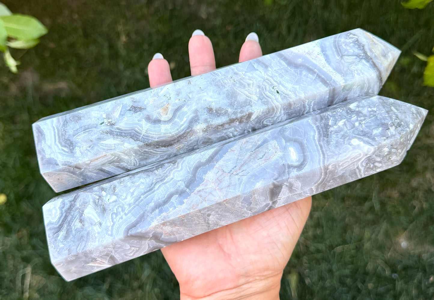 Wholesale Lot 3-4Pcs Natural White Lace Agate Tower Crystal Obelisk point 4.9-5lbs Healing Energy