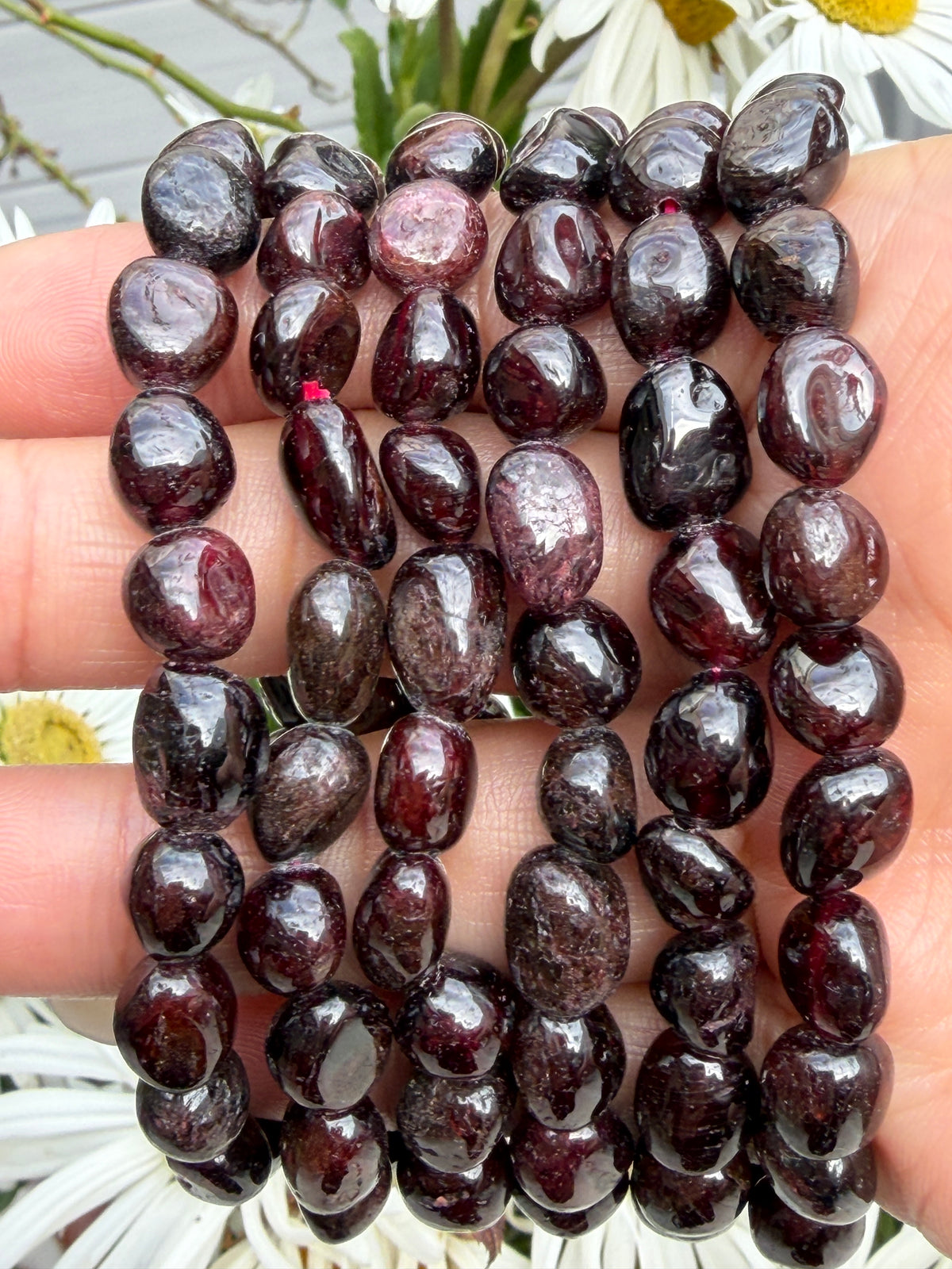 Wholesale 6 Pcs 8mm Natural Garnet 7” Crystal Healing Stretch Bracelet