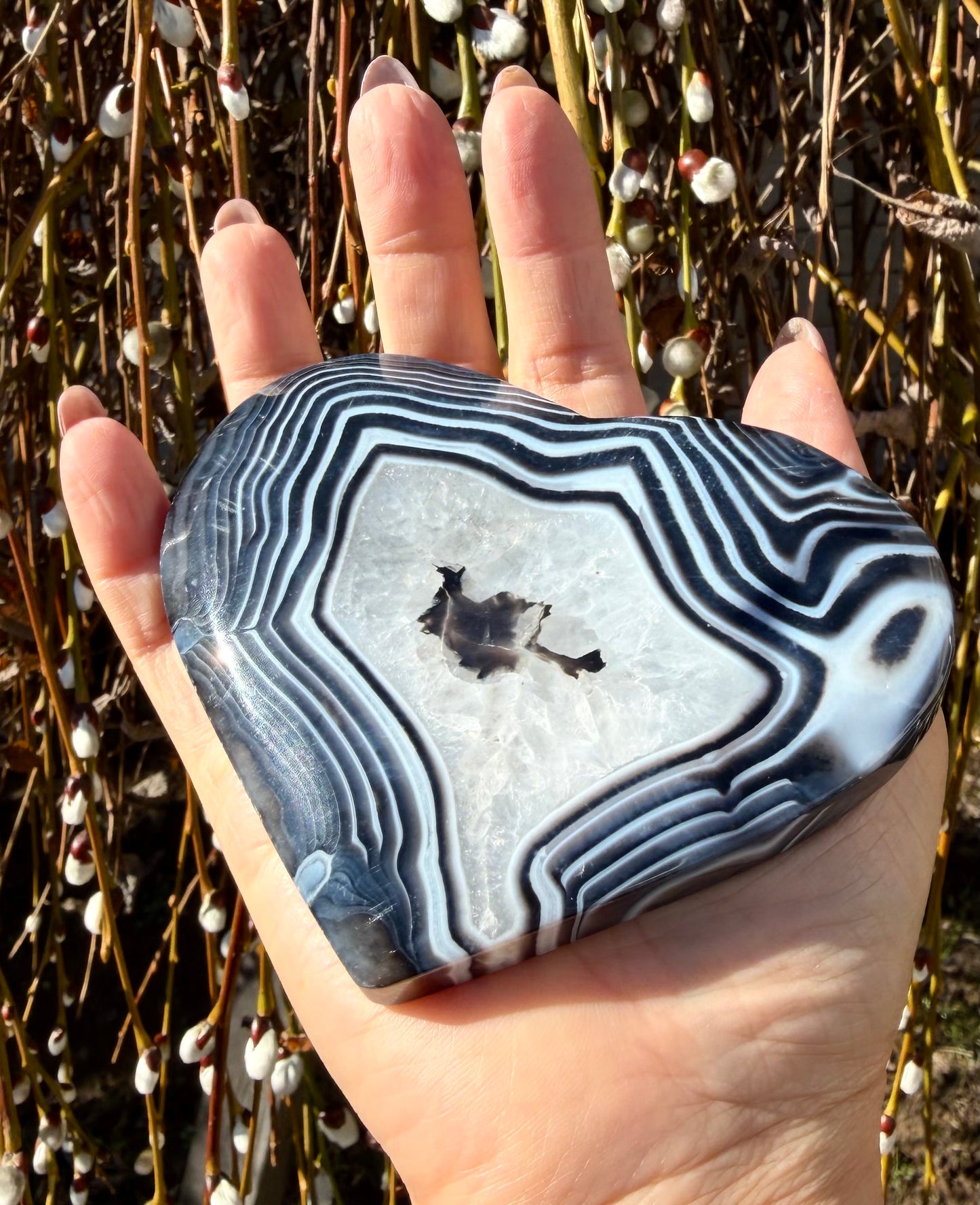 Wholesale Lot 2 lbs Natural Banded Black Onyx Heart Crystal Healing Energy