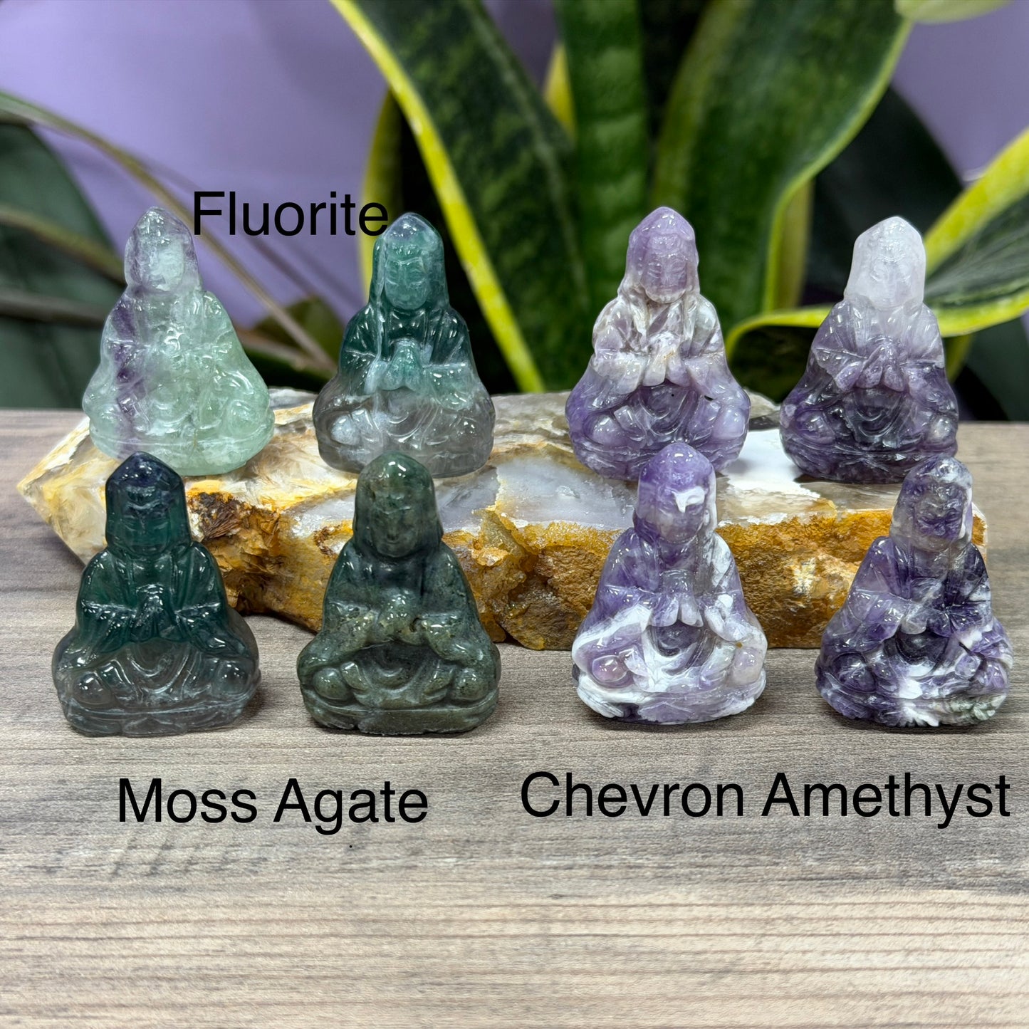 10 Pcs 1.5” Natural Crystal Guanyin Female Buddha