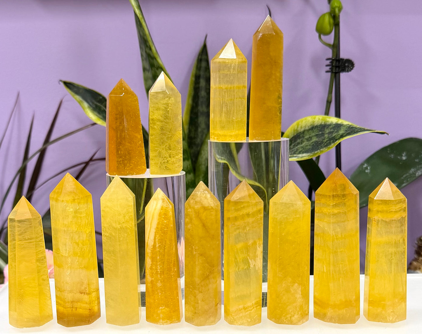 Wholesale Lot 2 lbs Yellow Fluorite Obelisk Tower Point Crystal Natural Energy