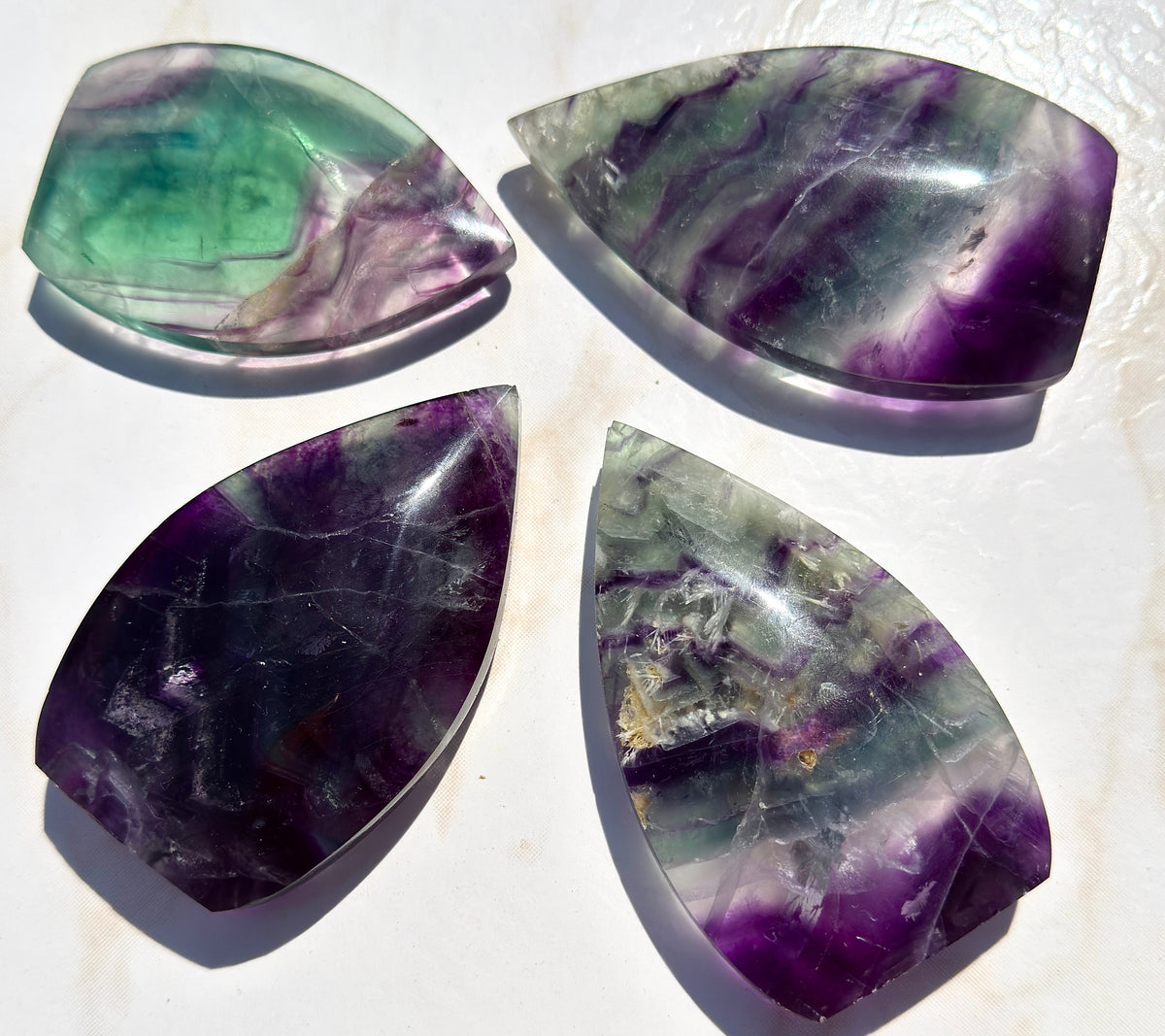 Wholesale Lot 4 pcs Natural Rainbow Fluorite Freeform Crystal Healing Energy 1.9-2lbs