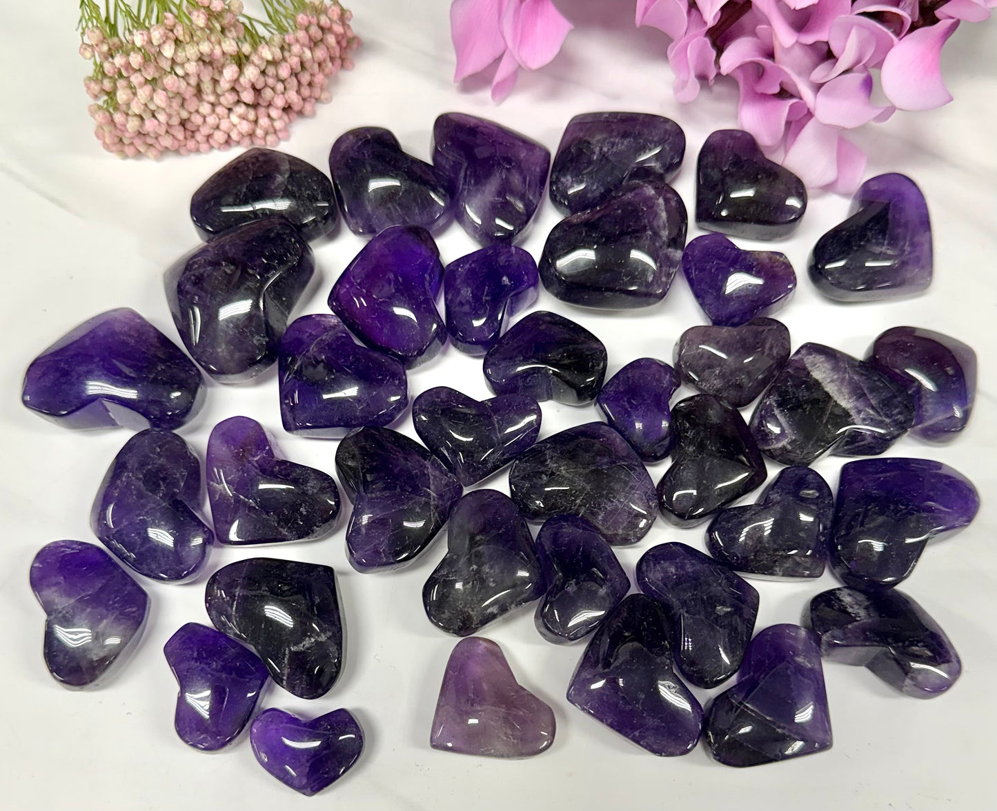 Wholesale 1 lb Lot Natural Amethyst Heart Crystal Energy