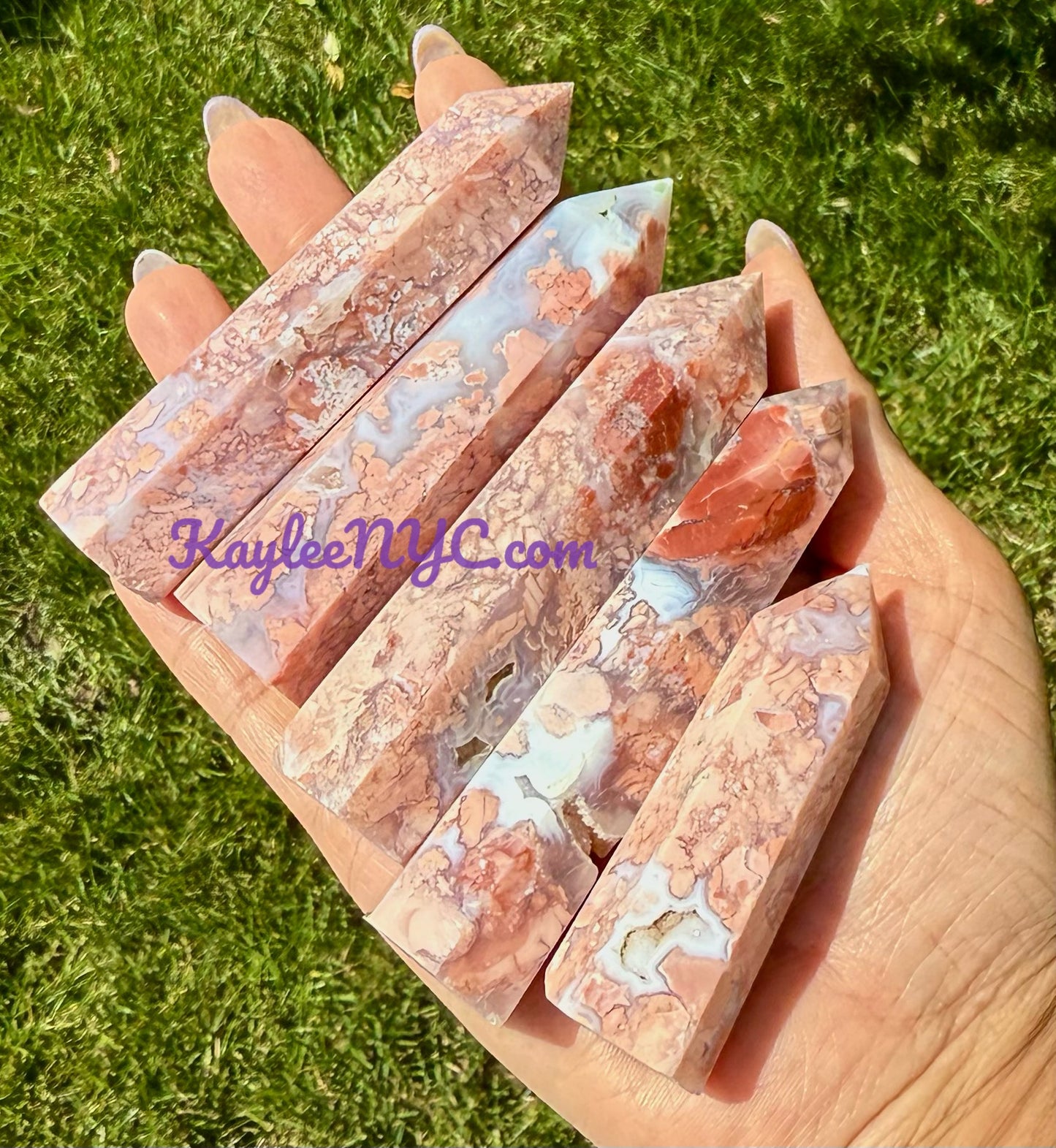 Wholesale Lot 1 lb Natural Pink Agate Obelisk Tower Point Crystal Healing Energy