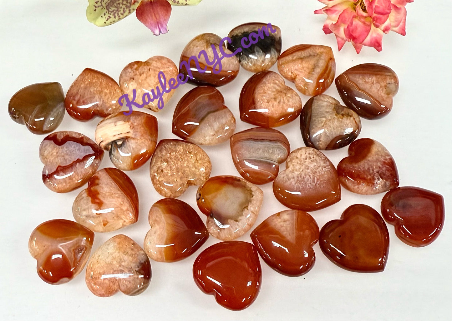 Wholesale 1 lb 1” Natural Carnelian Heart Crystal Energy
