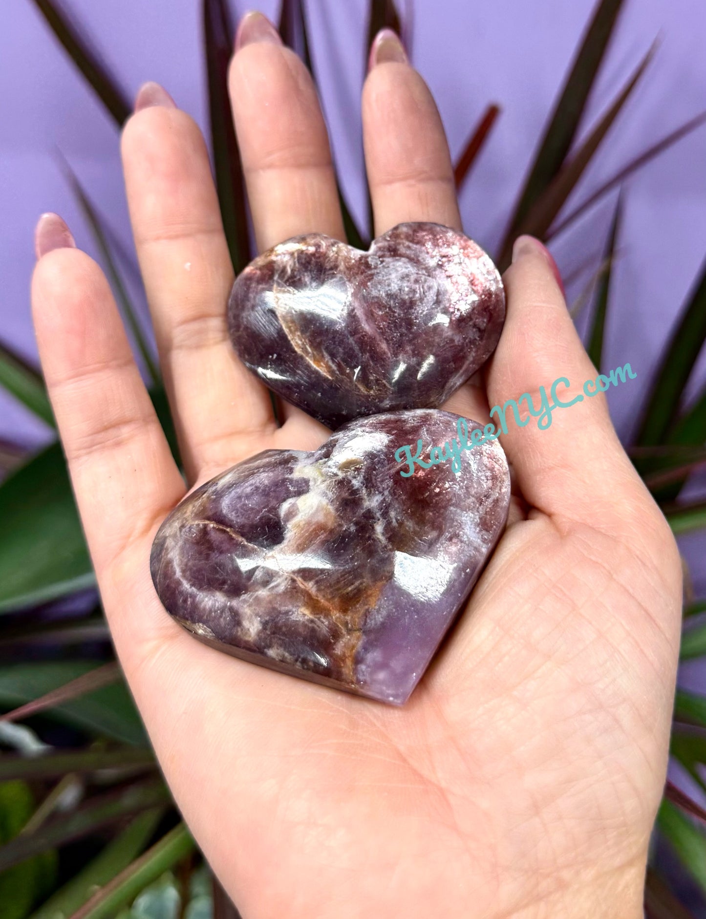 Wholesale 1 lb Lot Natural Lepidolite Mica Heart Crystal Energy
