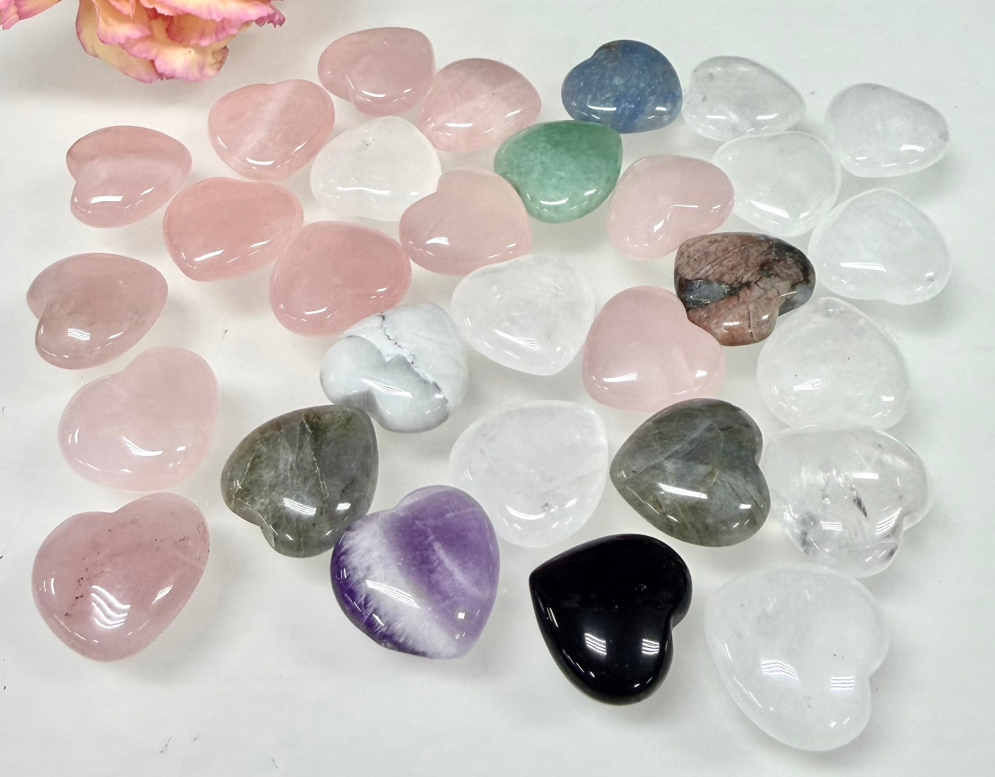 Wholesale Lot 30 Pcs 20mm Mix Crystal Hearts Nice Quality Healing Energy