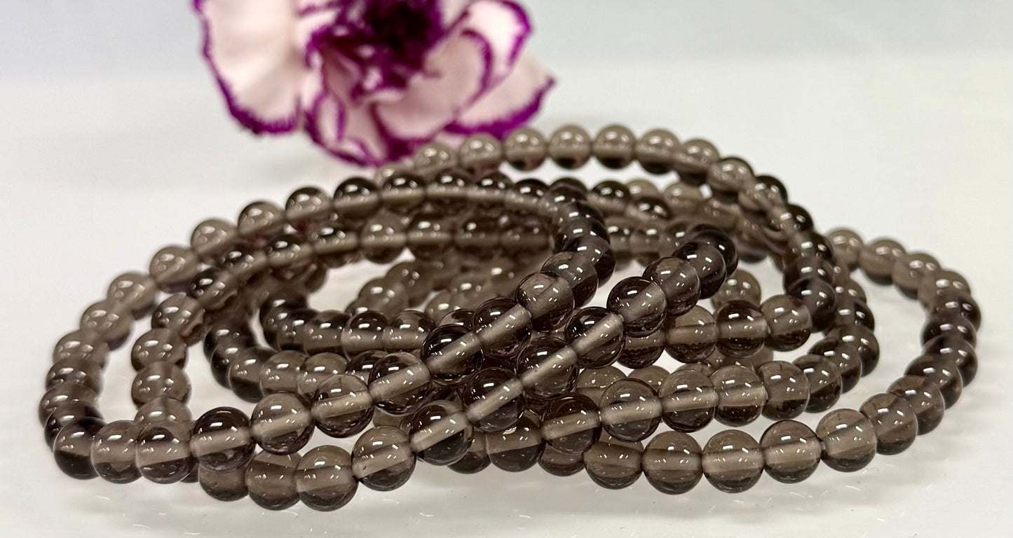 Wholesale Lot 6 Pcs Natural Ice Obsidian 6mm 7.5” Crystal Healing Stretch Bracelet