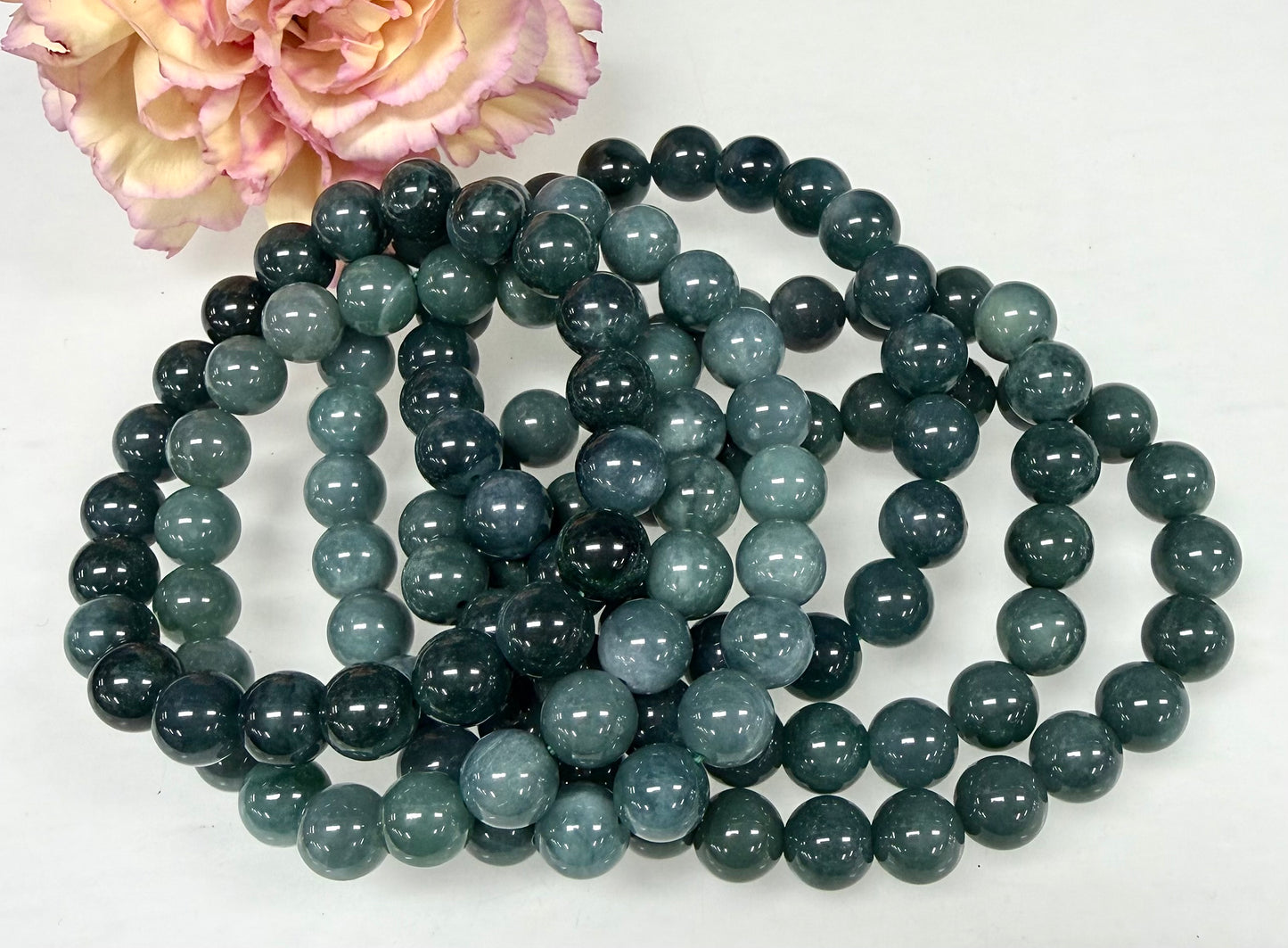 Wholesale 6 Pcs 9.5-10mm Jade Jadeite Crystal Healing Stretch Bracelet 8”