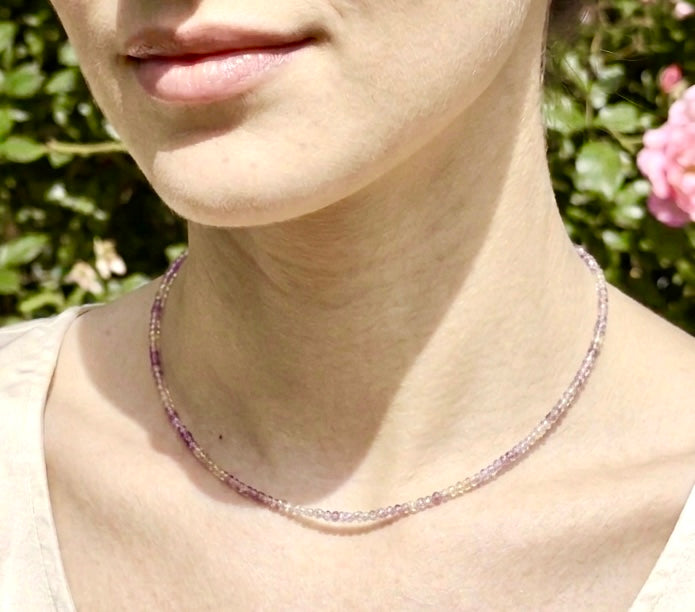 6 PCs 2mm Faceted Natural Ametrine Necklace Stainless Steel Finding