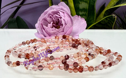 Wholesale Lot 6 Pcs Natural Faceted Hematoid Fire Quartz 4mm 7.5” Crystal Healing Stretch Bracelet