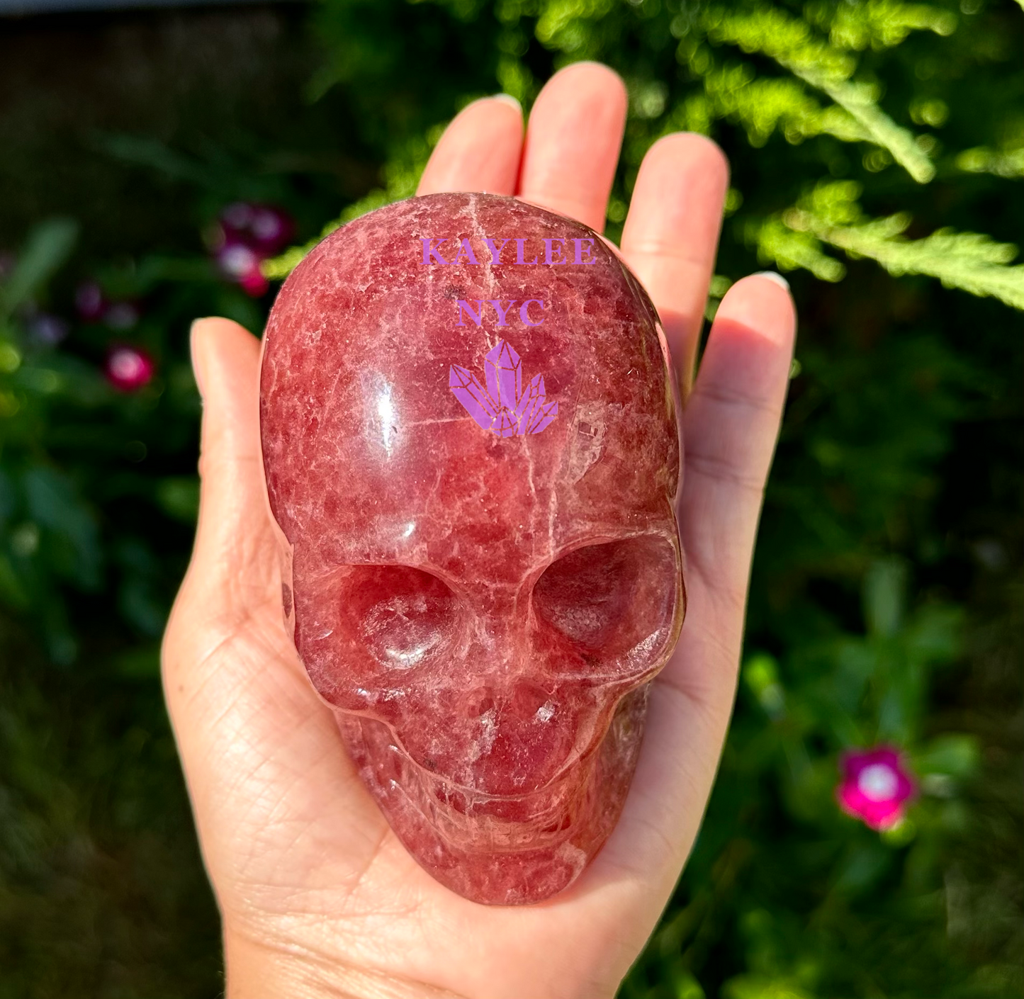 4 PCs Natural Strawberry Quartz Crystal Skull