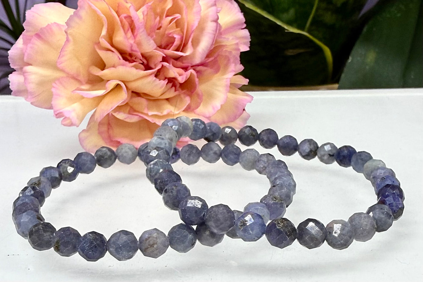 6 PCs 4mm Natural Tanzanite Crystal Stretch Bracelet 7.5”