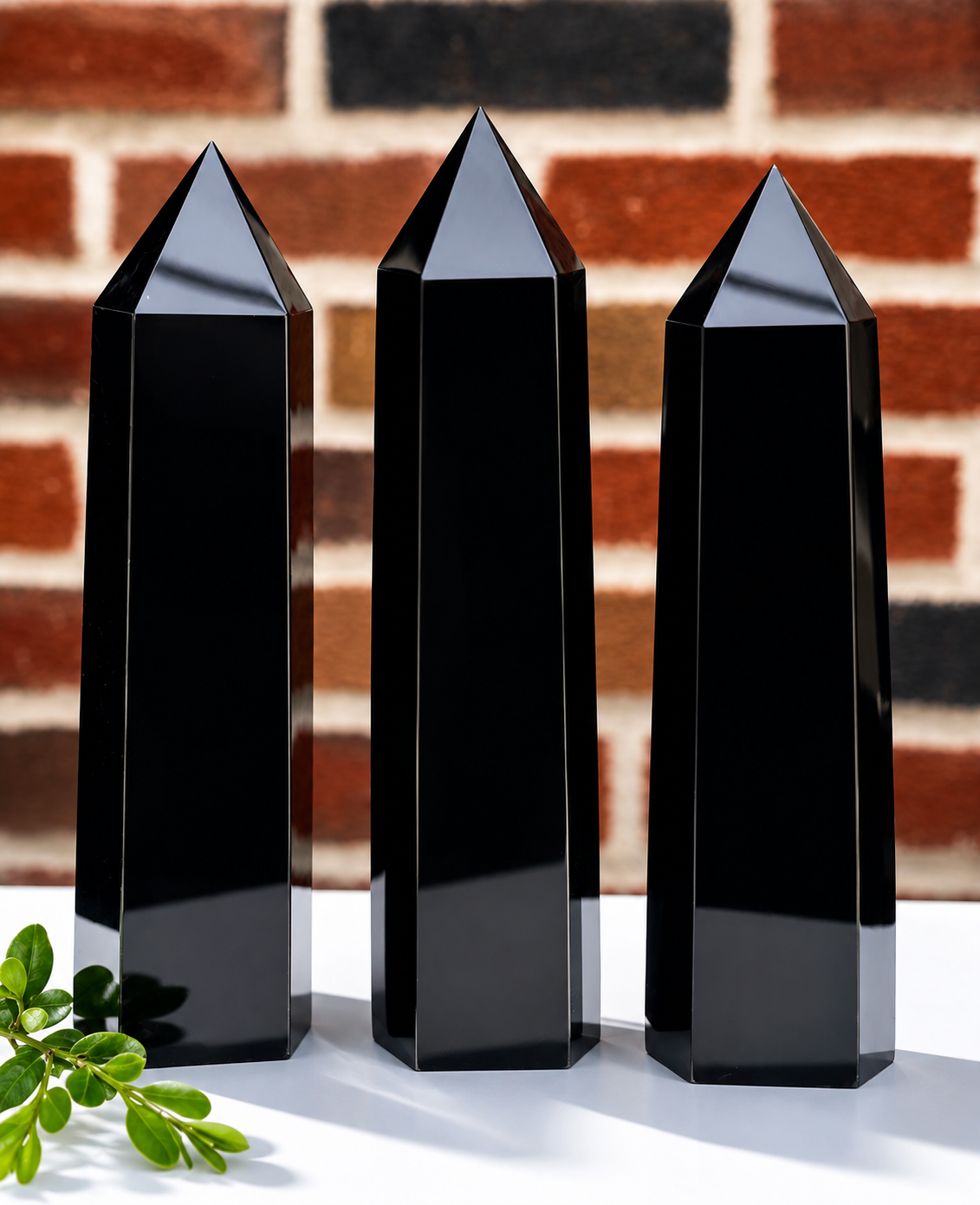 3 PCs large Black Obsidian Obelisk Tower Obelisk 4.4-4.7 lbs