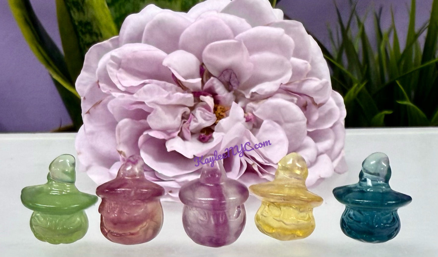 24 pcs Natural Mini Candy Fluorite Halloween Carvings
