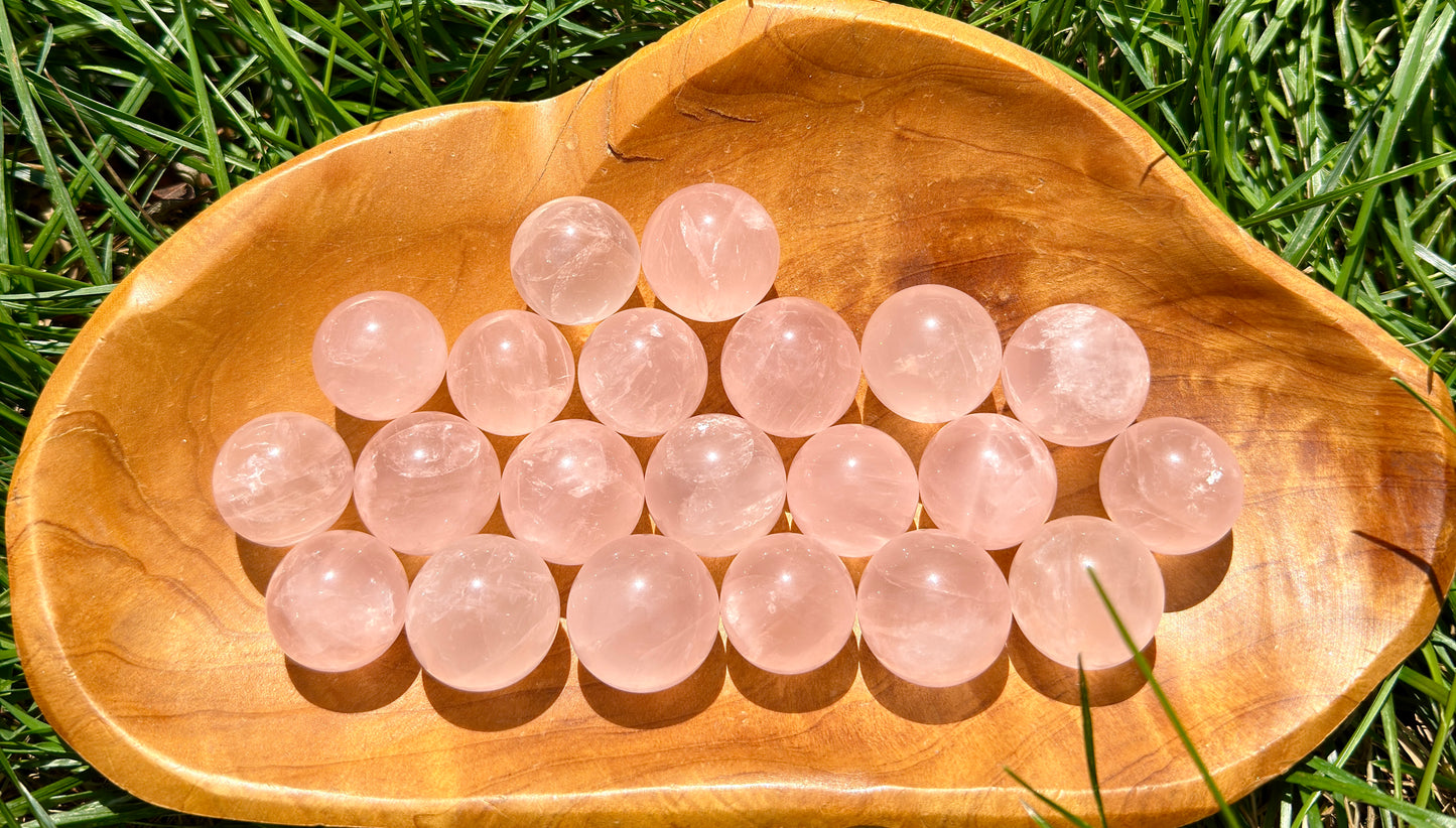Wholesale Lot 1 lb Natural Rose Quartz Sphere Ball Crystal Healing Energy