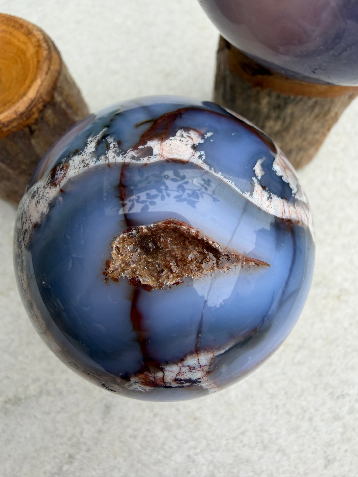 4pcs Blue Flower Agate Sphere Crystal Healing