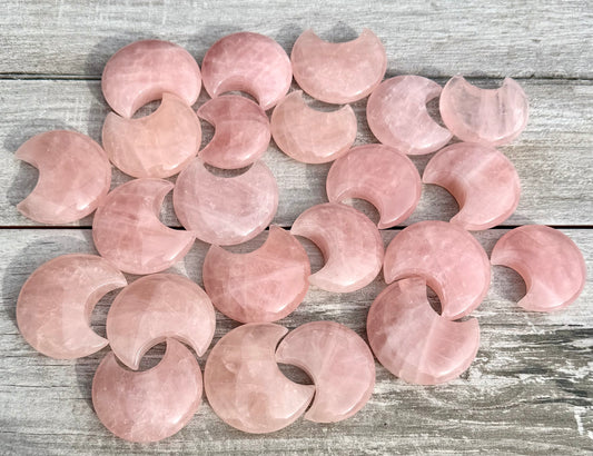Wholesale Lot 2 lbs Natural Rose Quartz Moons Crystals Healing Energy