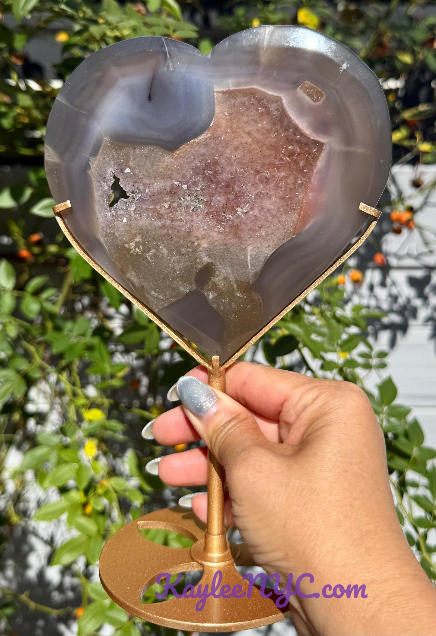 Wholesale Lot 3 PCs Natural Amethyst Agate Heart w/stand Healing Energy