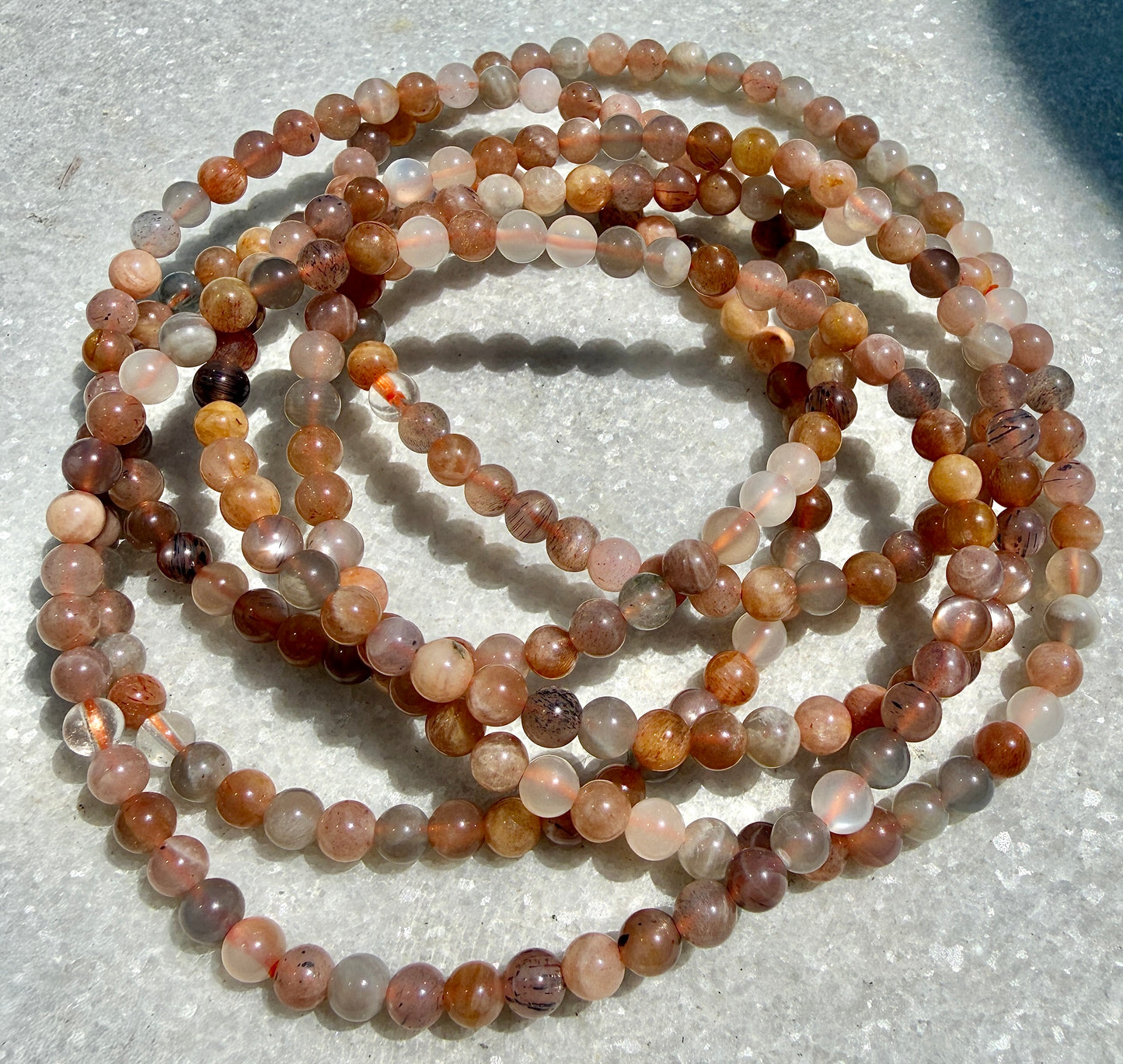 Wholesale Lot 6 Pcs Natural Black Moonstone 4mm 7.5” Crystal Healing Stretch Bracelet
