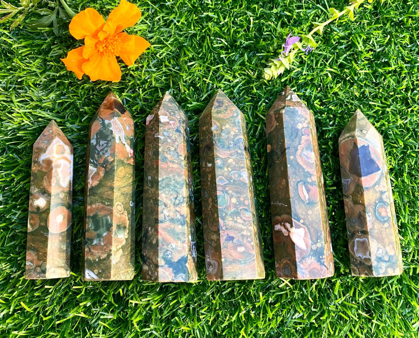 Wholesale Lot 1 lb Natural Rainforest Jasper Obelisk aka Rhyolite Tower Point Crystal Healing Energy