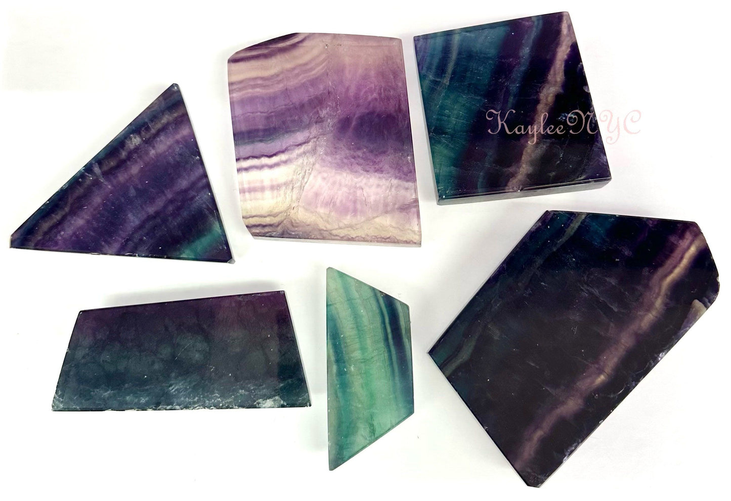 Wholesale Lot 6 pcs Natural Rainbow Fluorite Polished Slab Crystal Nice Quality 1.9-2 lbs