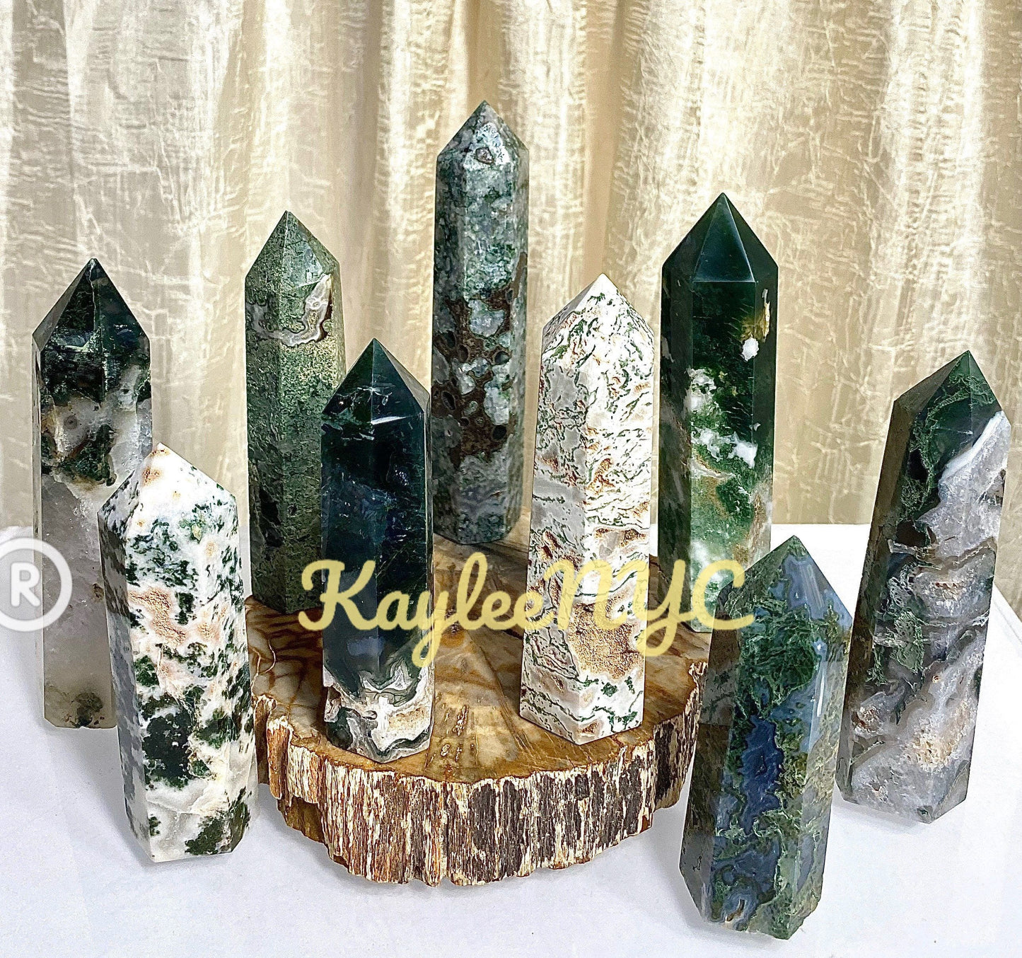 Wholesale Lot 2 Lb Natural Moss Agate Obelisk Tower Point Crystal Healing