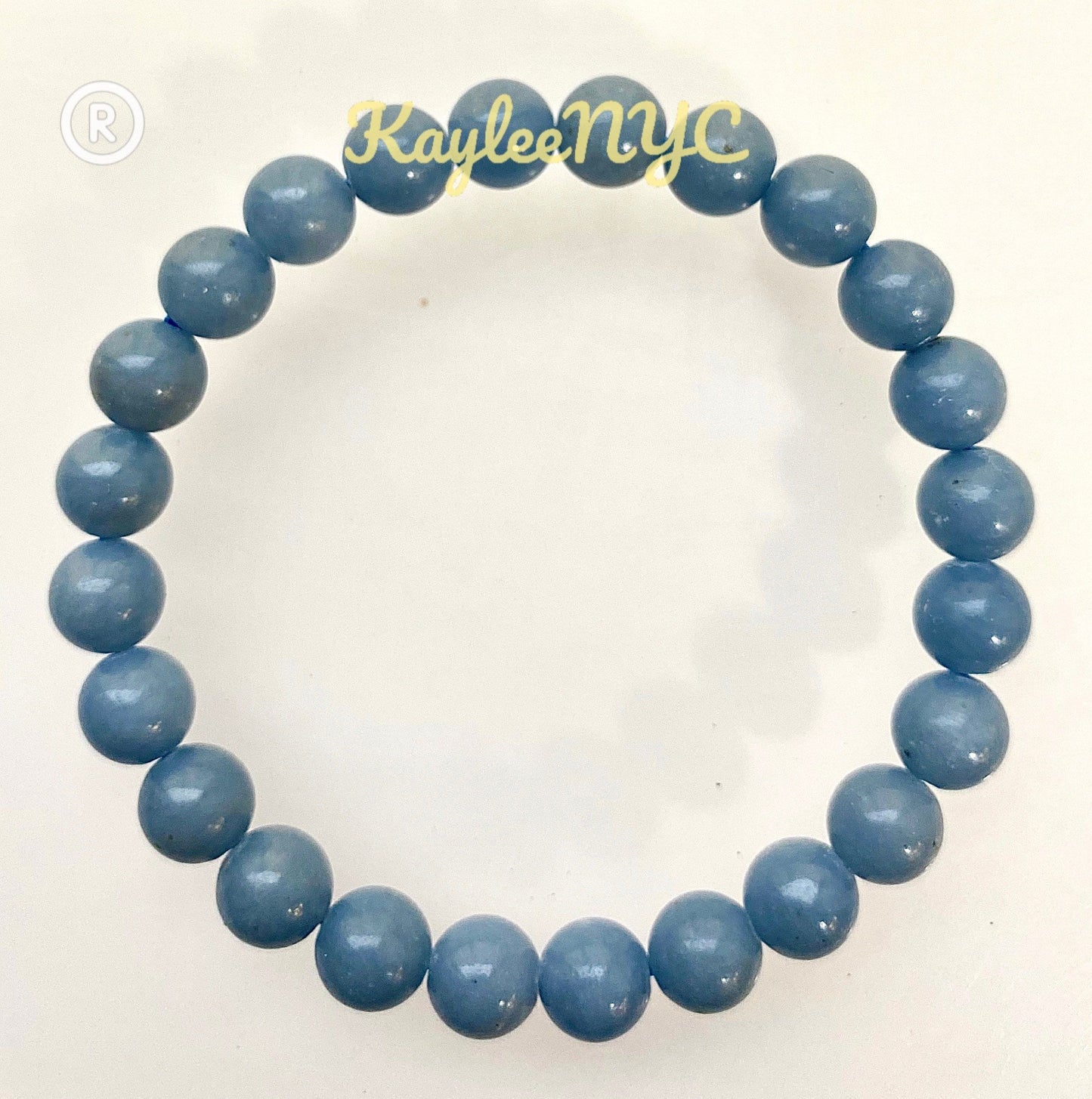 Wholesale 6 Pcs Natural Angelite 8mm 7.5” Crystal Healing Stretch Bracelet