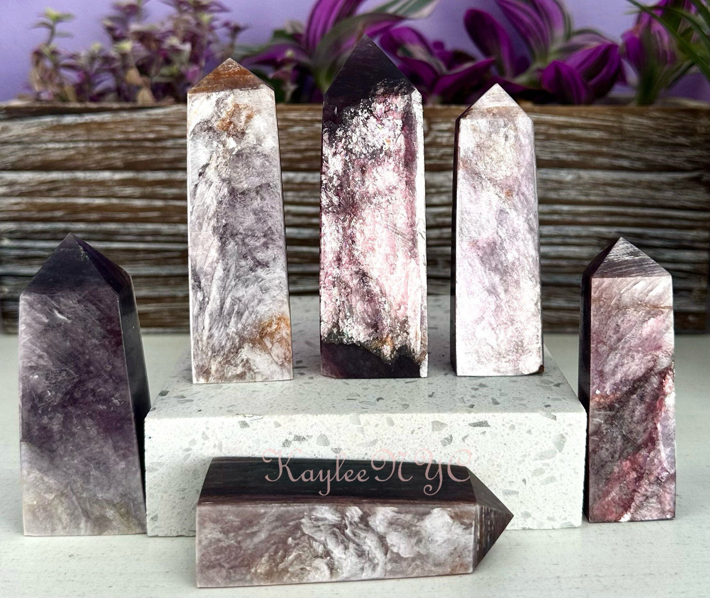 Wholesale Lot 1 Lb Natural Lepidolite Purple Mica Obelisk Tower Point Crystal Energy