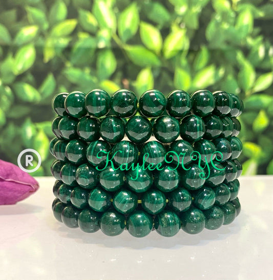 Wholesale 6 Pcs Natural Malachite 8mm 7.5” Crystal Healing Stretch Bracelet