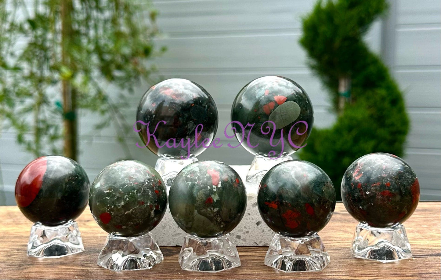 Wholesale Lot 7 Pcs Natural Bloodstone Sphere Crystal Balk Nice Quality