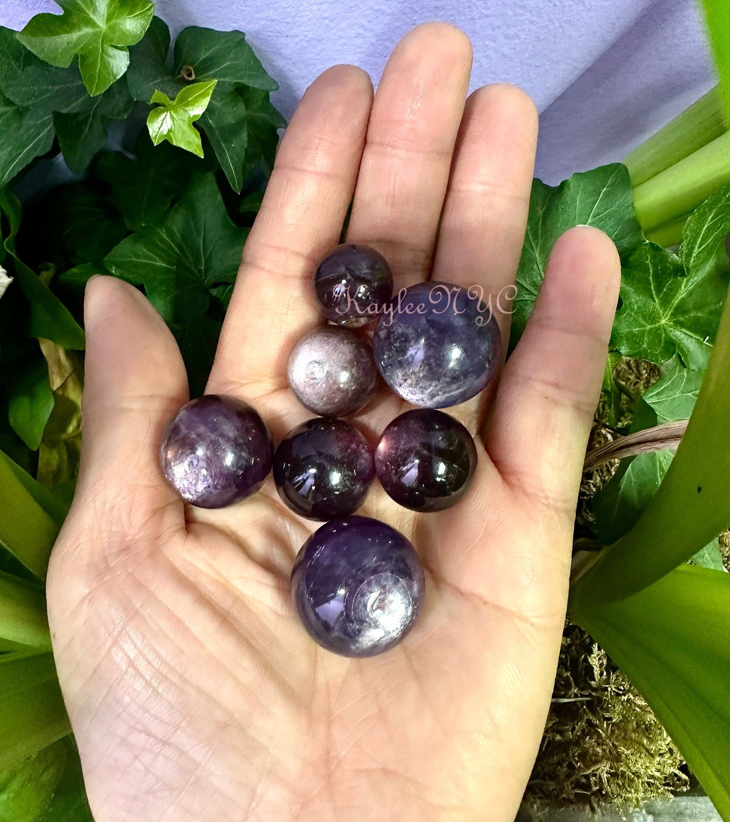 Wholesale Lot 0.5 lb Natural Lepidolite Purple Mica Spheres Crystal Ball Energy Healing