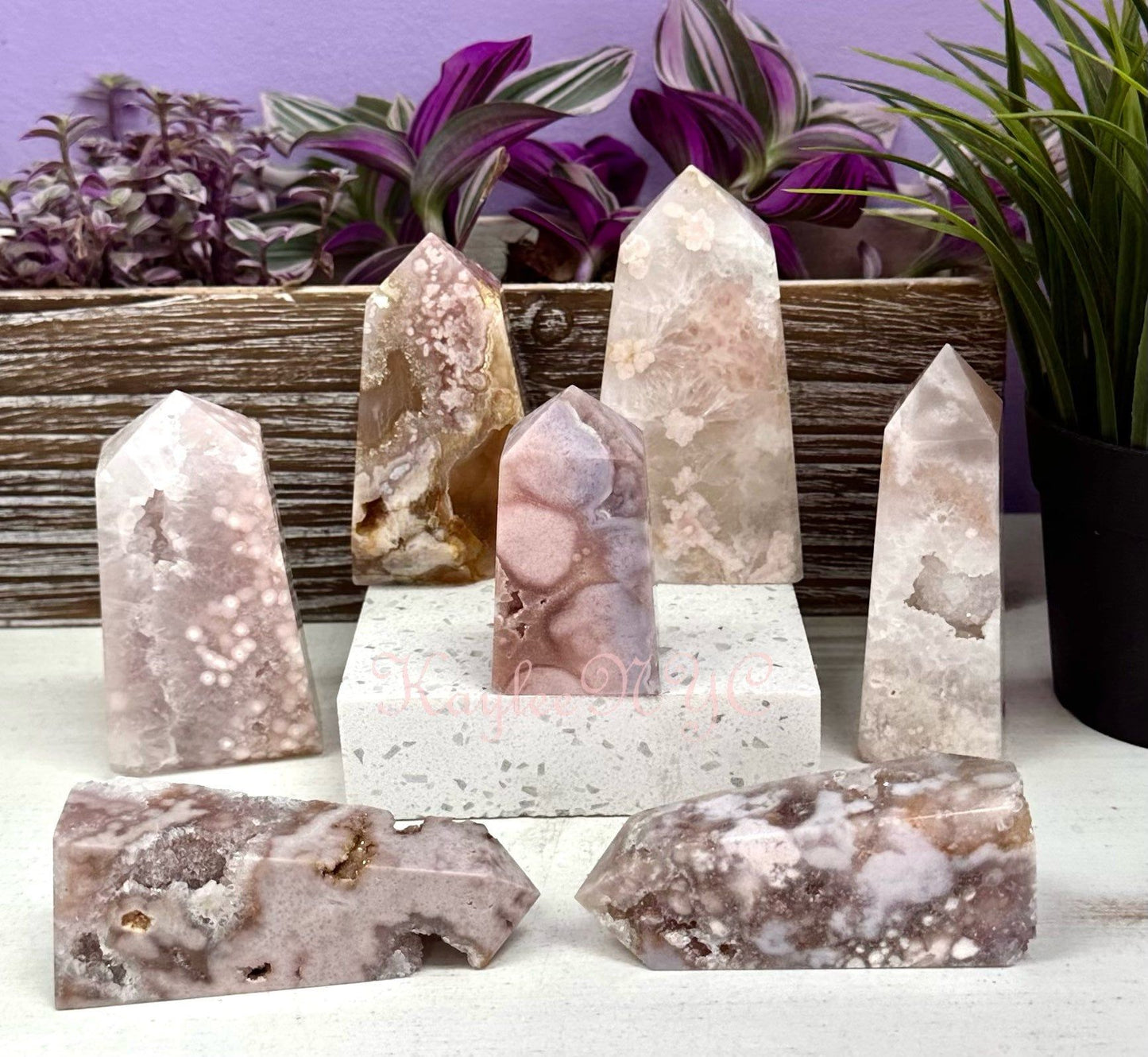 Wholesale Lot 3 Lbs Natural Pink Amethyst with Flower Agate Obelisk Tower Point Crystal Healing Energy