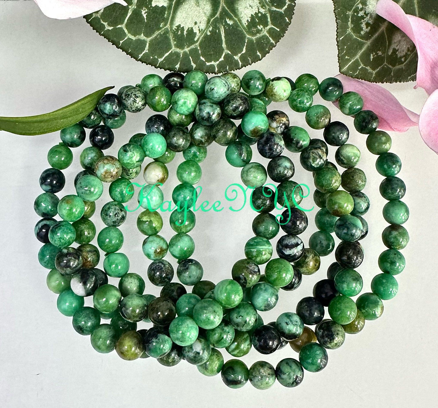 Wholesale 6 Pcs Natural Variscite 6mm 7.5” Crystal Healing Stretch Bracelet