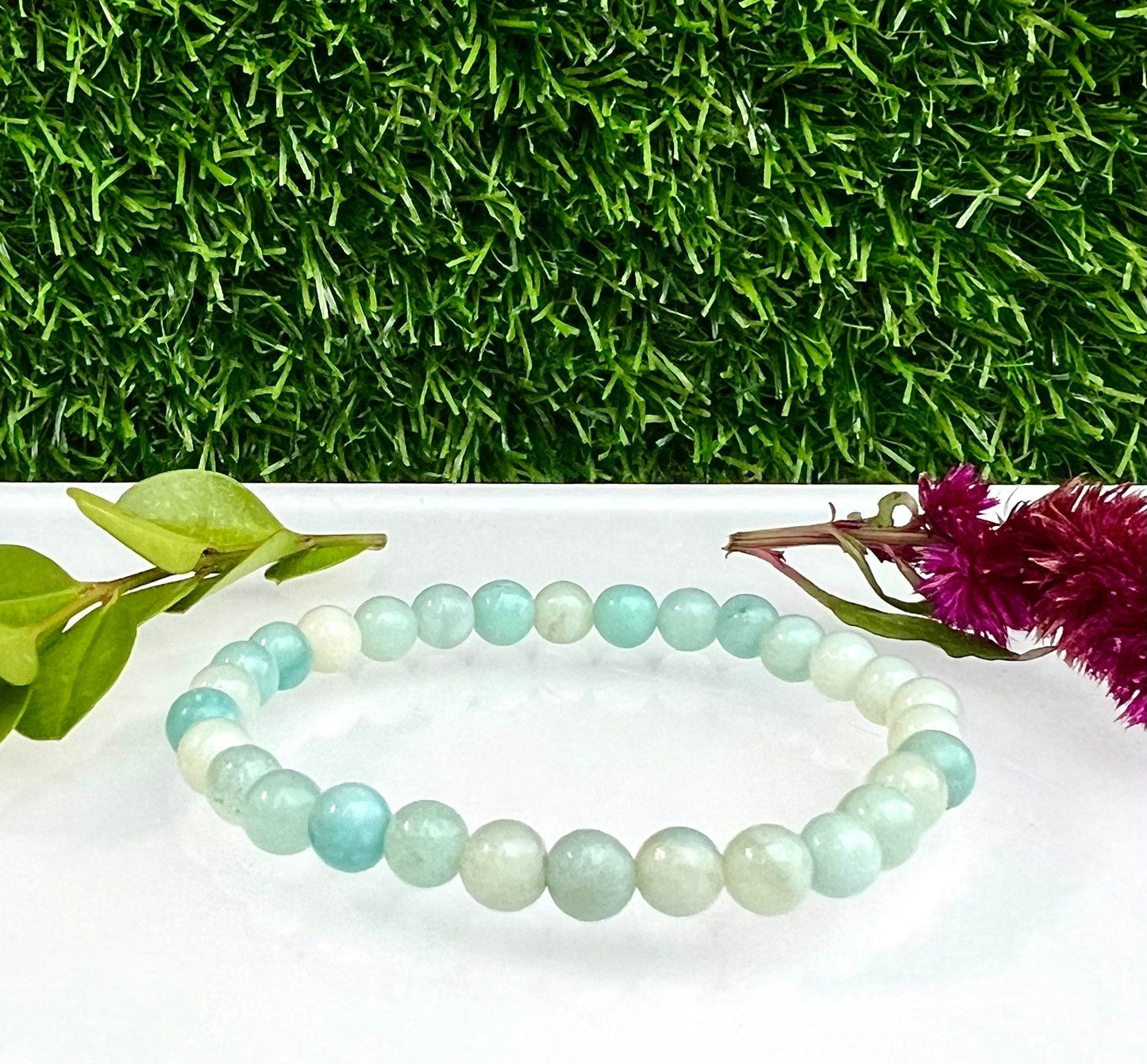 Wholesale 6 Pcs Natural Amazonite 6mm 7.5” Crystal Healing Stretch Bracelet