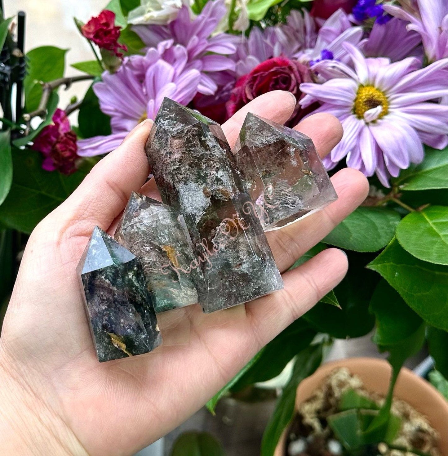 Wholesale Lot 1 Lb Natural Garden Quartz Lodalite Obelisk Point Crystal Natural Energy