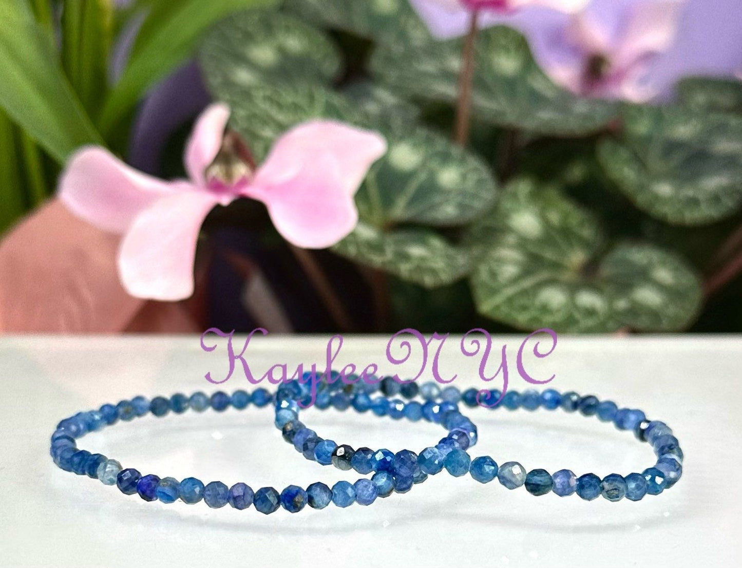 Wholesale Lot 6 Pcs Natural Blue Kyanite 4mm Faceted 7.5” Crystal Healing Stretch Bracelet