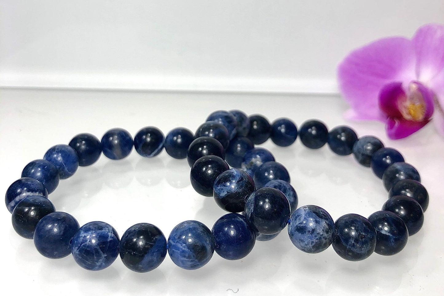 Wholesale Lot 6 Pcs Natural Sodalite 10mm 8” Crystal Healing Stretch Bracelet