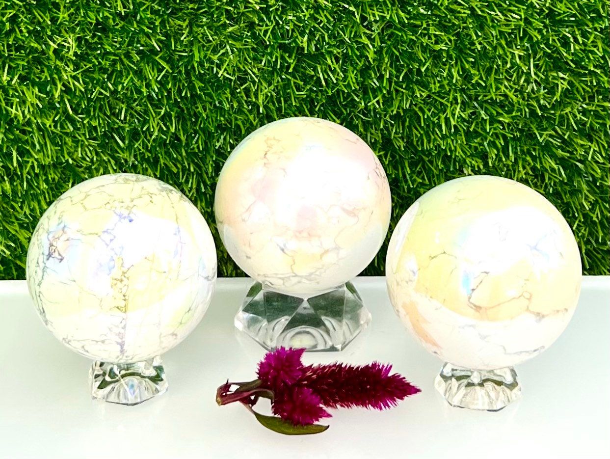 Wholesale Lot 4 to 5 Pcs Angel Aura Howlite Sphere Crystal  Ball Nice Quality Healing