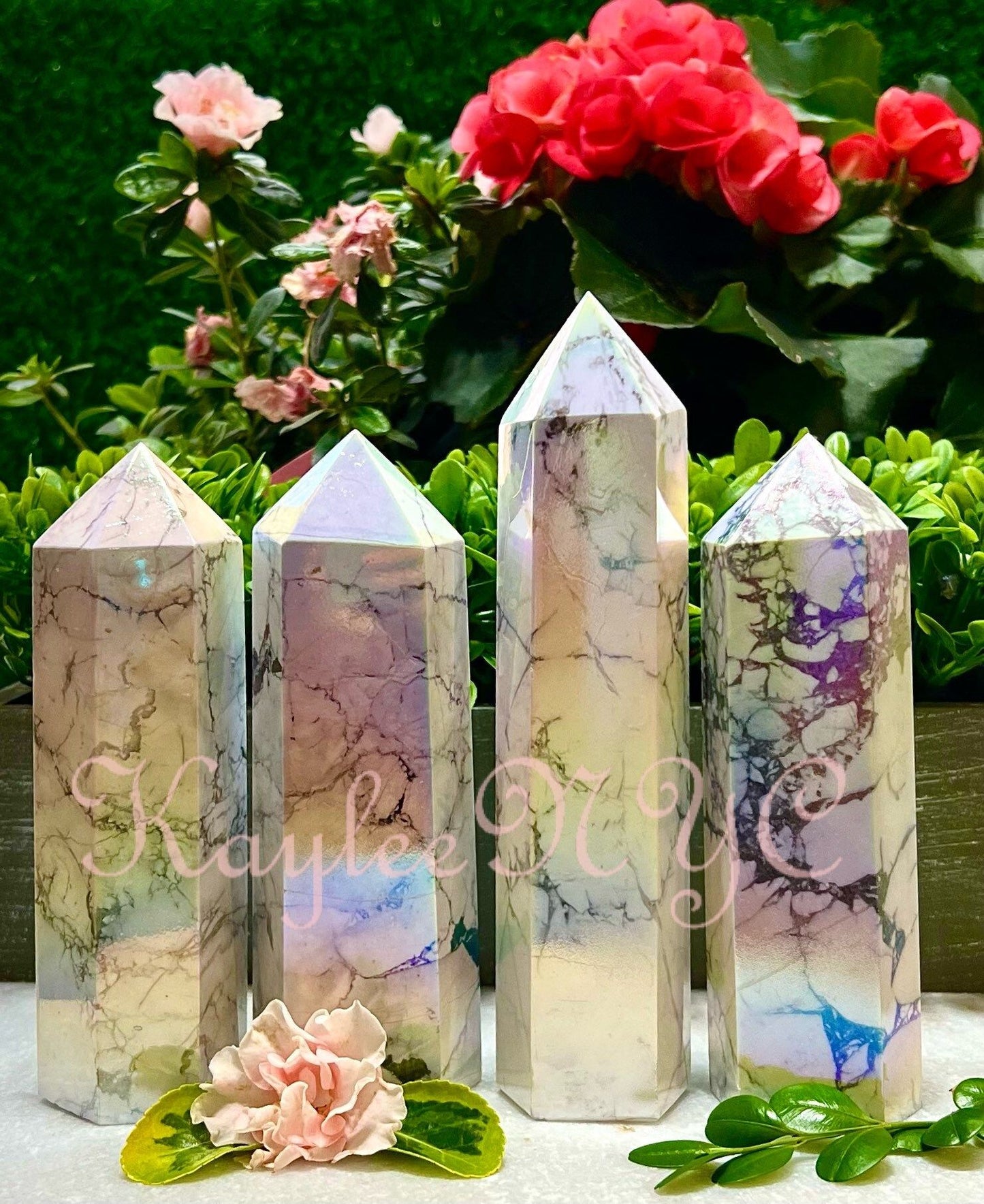 Wholesale Lot 3-4 Pcs large Angel Aura Howlite Crystal Obelisk point 4.8 to 5 lbs Healing Energy