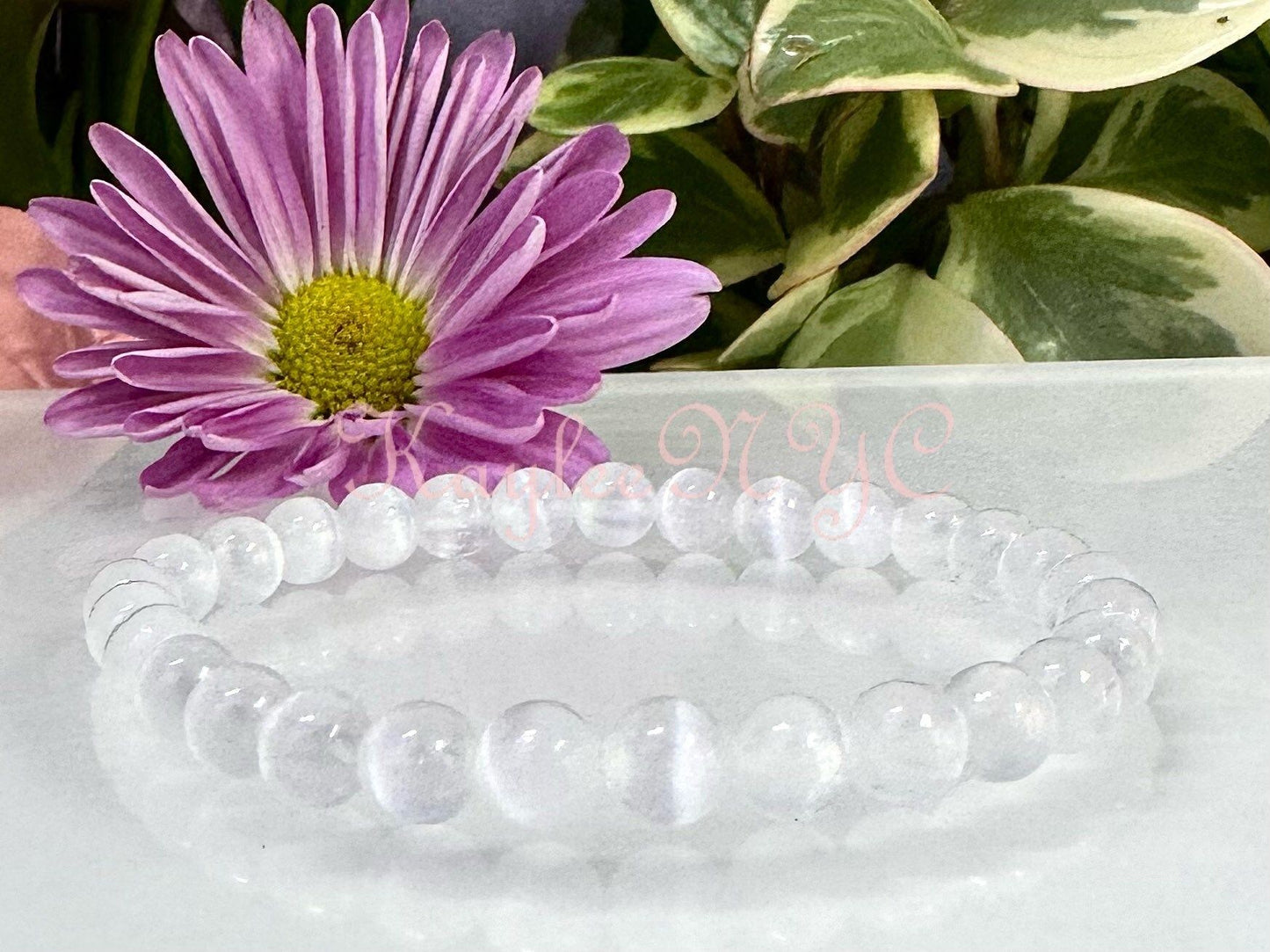 Wholesale 6 Pcs Natural Selenite 6mm 7.5” Crystal Stretch Bracelet