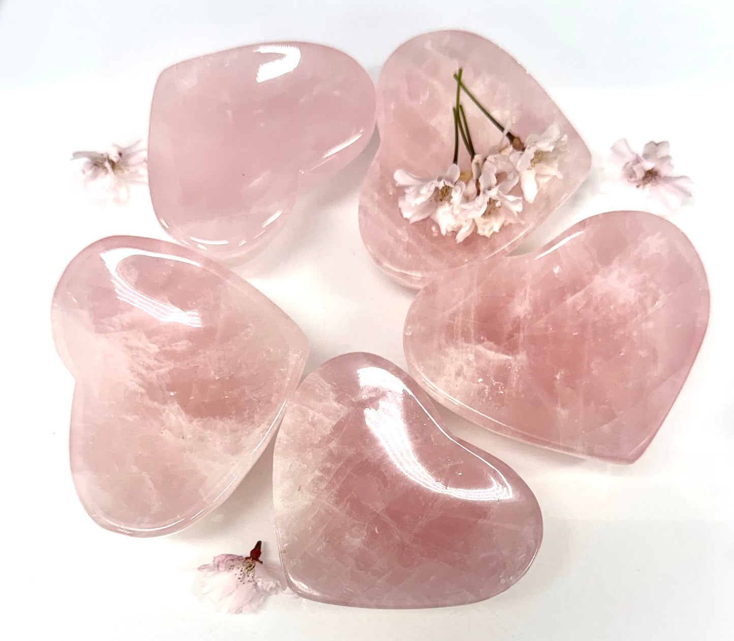 Wholesale Lot 5 pcs Natural Rose Quartz Heart Bowls Crystal Healing Energy
