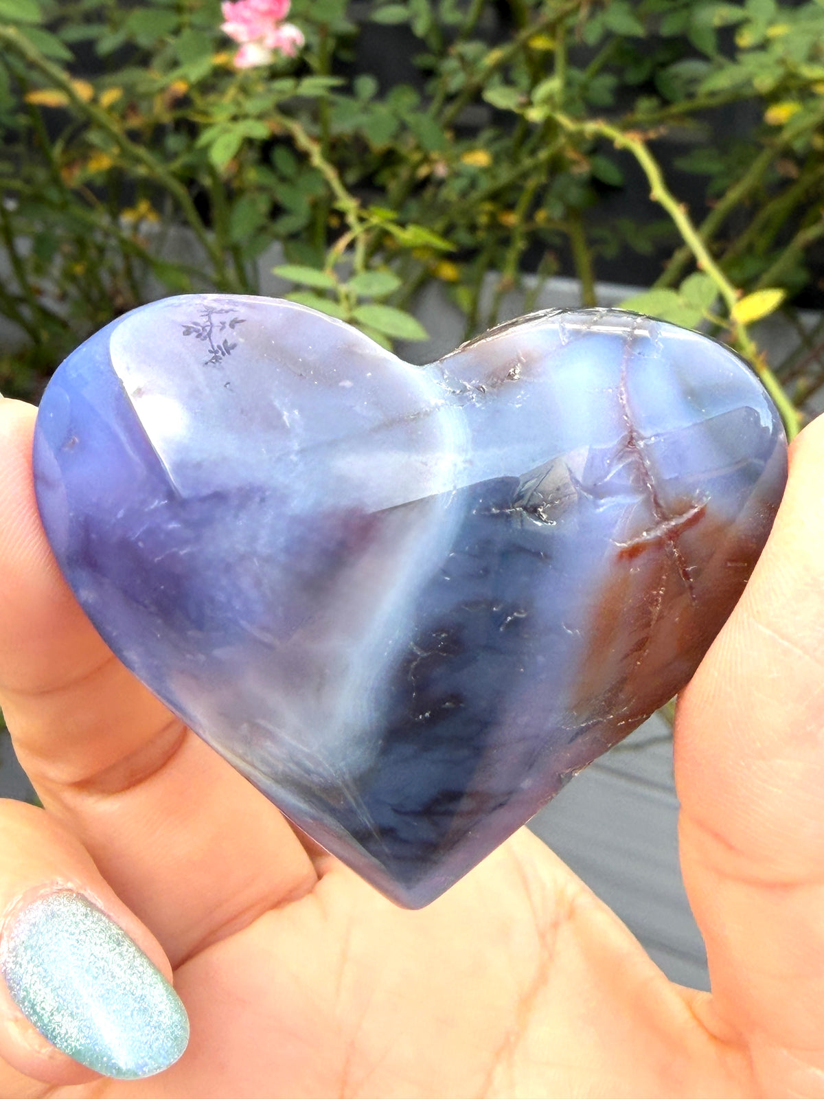 Wholesale Lot 2 lbs Blue Flower Agate Heart Crystals Healing Energy