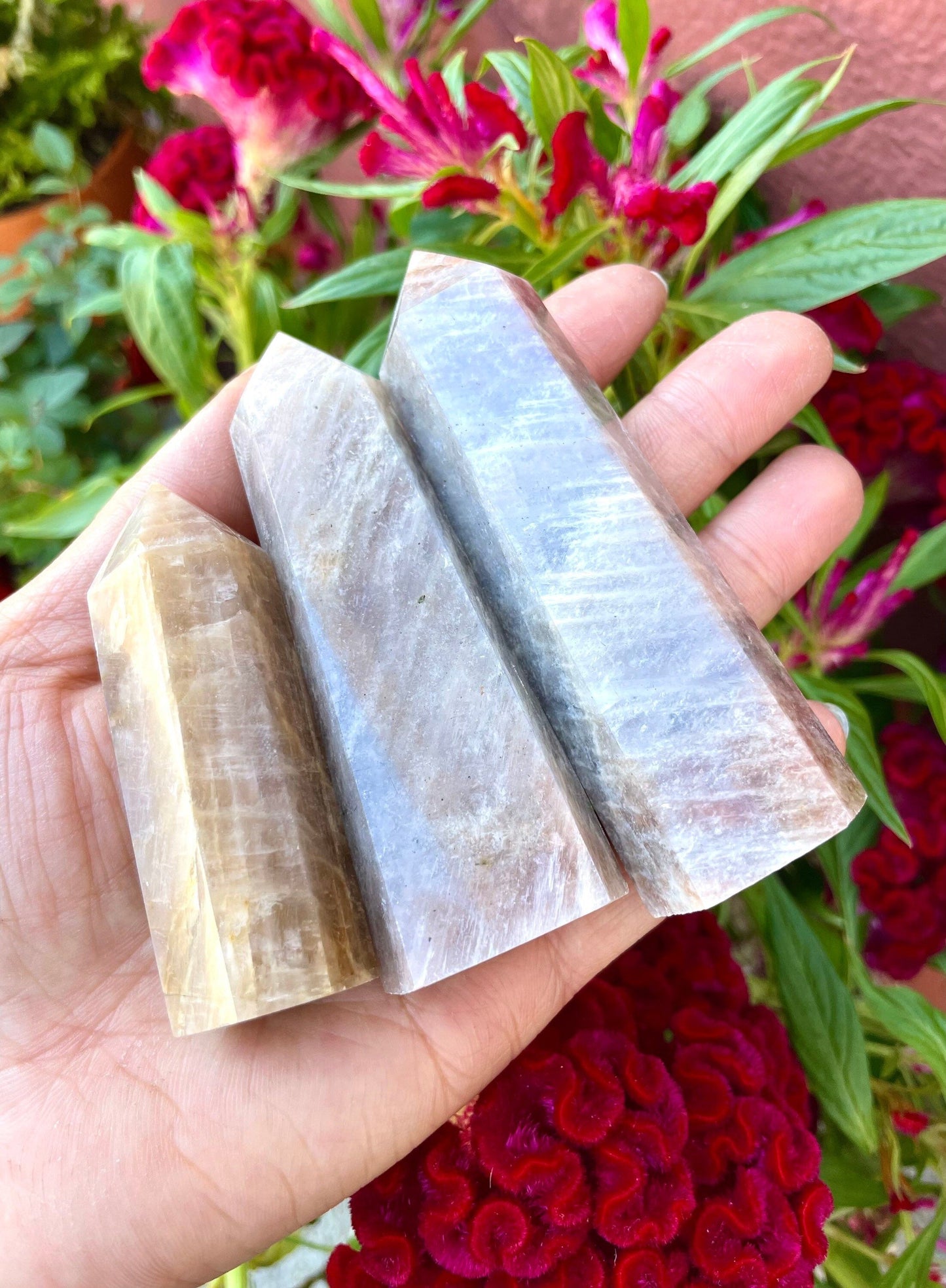 Wholesale Lot 1 lb Natural Moonstone Tower Obelisk Point Wand Crystal Energy Healing