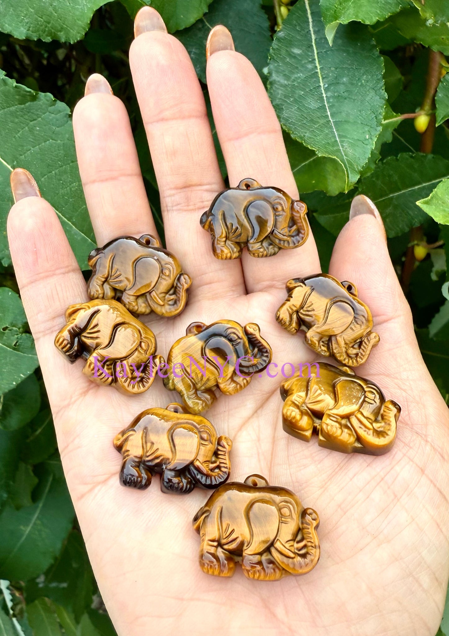 8 PCs Natural Tiger Eye Elephant Crystals Healing Energy 2.2mm