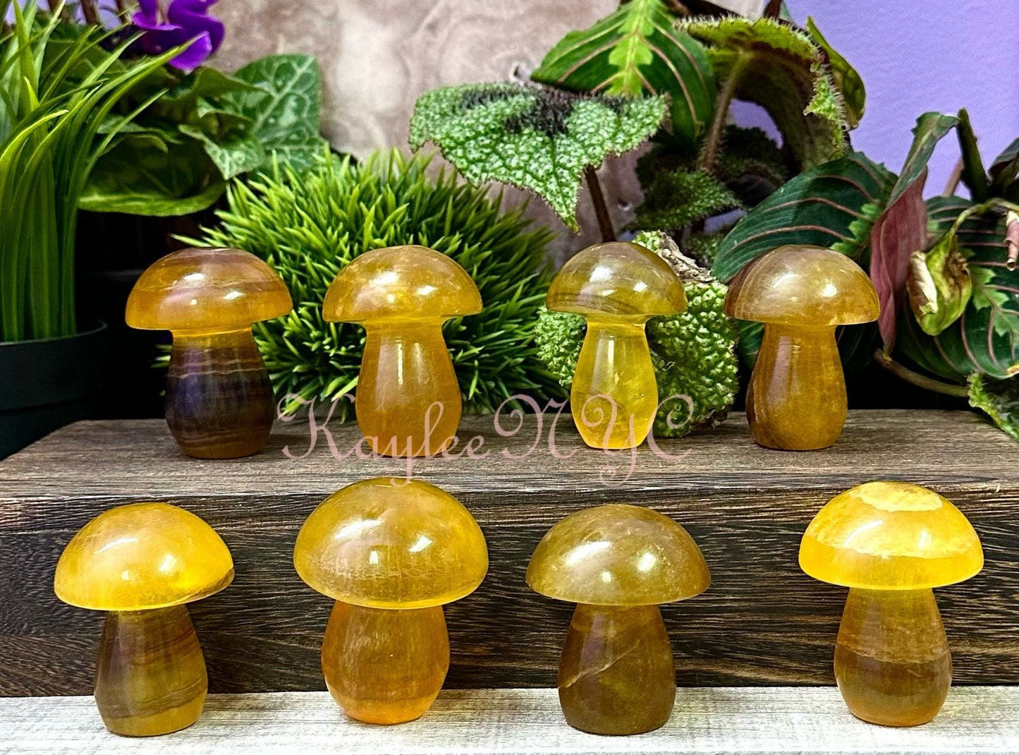 Wholesale Lot 8 PCs Yellow Fluorite Crystal Mushroom Healing Energy