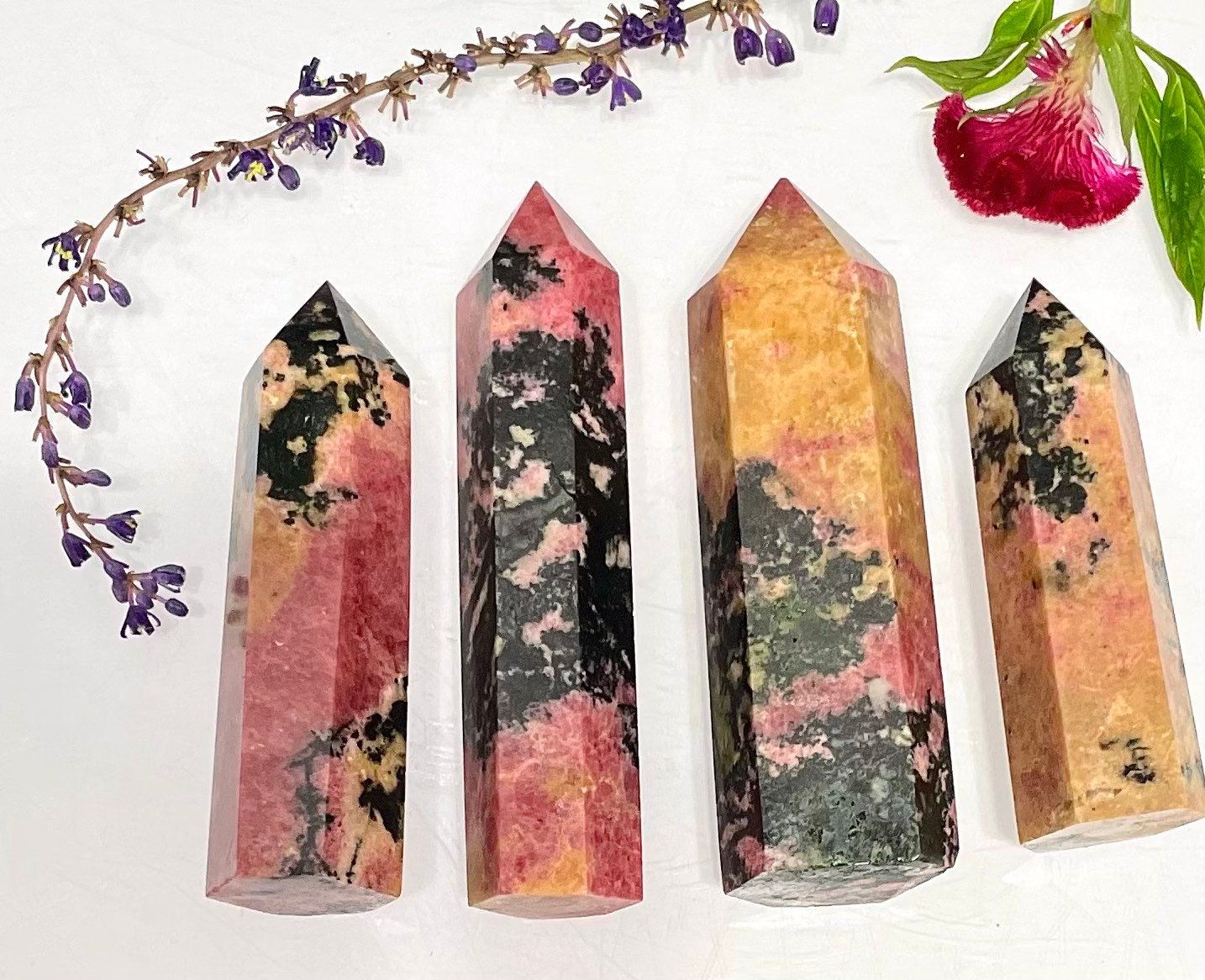 Wholesale Lot 1 Lb Natural Rhodonite Obelisk Tower Point Crystal Healing Energy