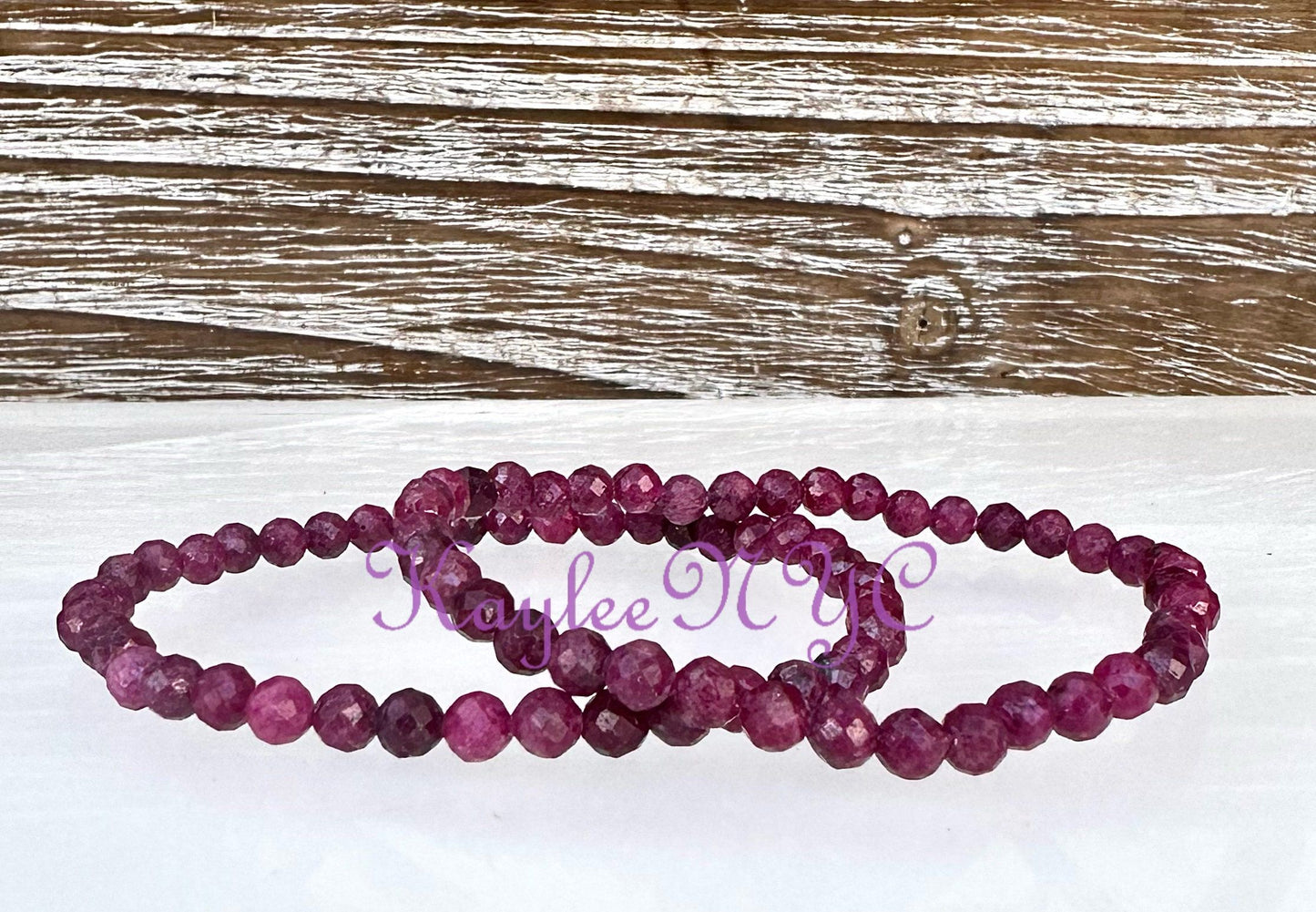 Wholesale Lot 6 Pcs Natural Faceted Ruby 4mm 7.5” Crystal Healing Stretch Bracelet